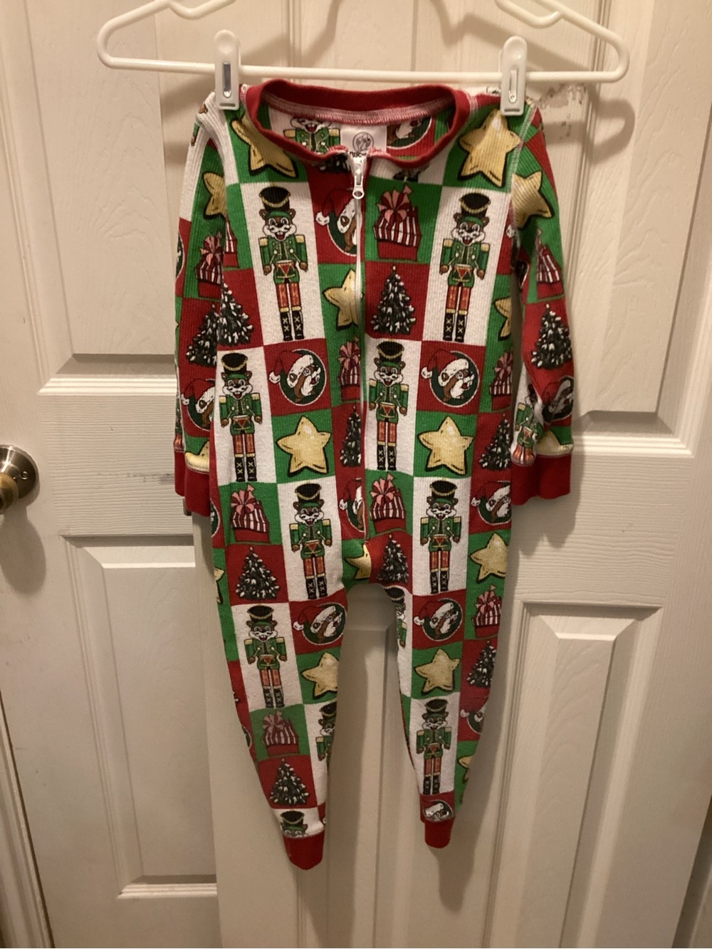 Holiday Nutcracker Print Kids Footless Pajama Set - Red & Green